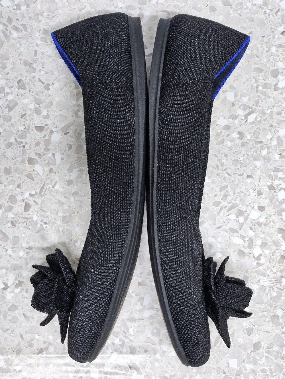 Rothy's The Petal Square Toe Solid Black Ballet Flats Women Shoes Size 10